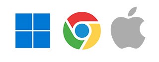 Windows, chrome and apple icons.