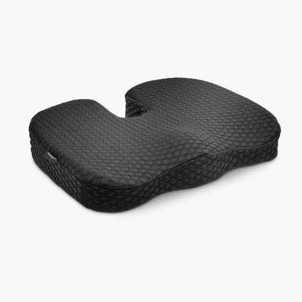 Ergonomic seat cushions with a close up of the Kensington Premium Cool-Gel Seat Cushion.