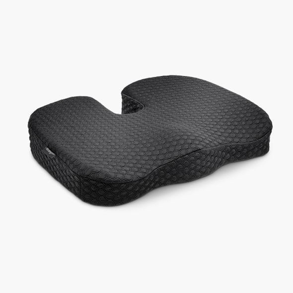 Ergonomische zitkussens met een close-up van het Kensington Premium Cool-Gel Seat Cushion.