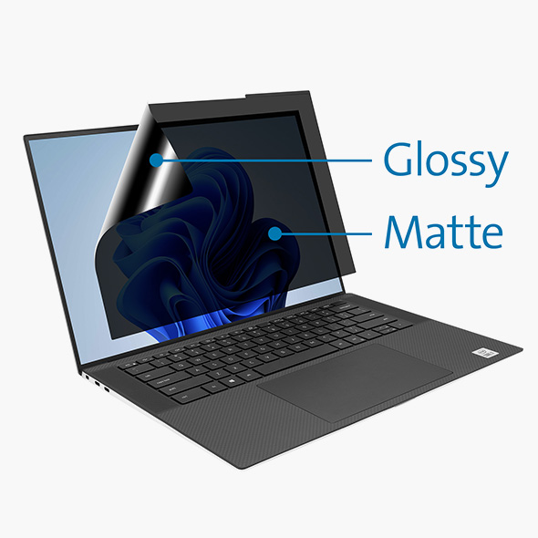 Kensington privacy screen gives a matte or glossy finish to laptop screen.