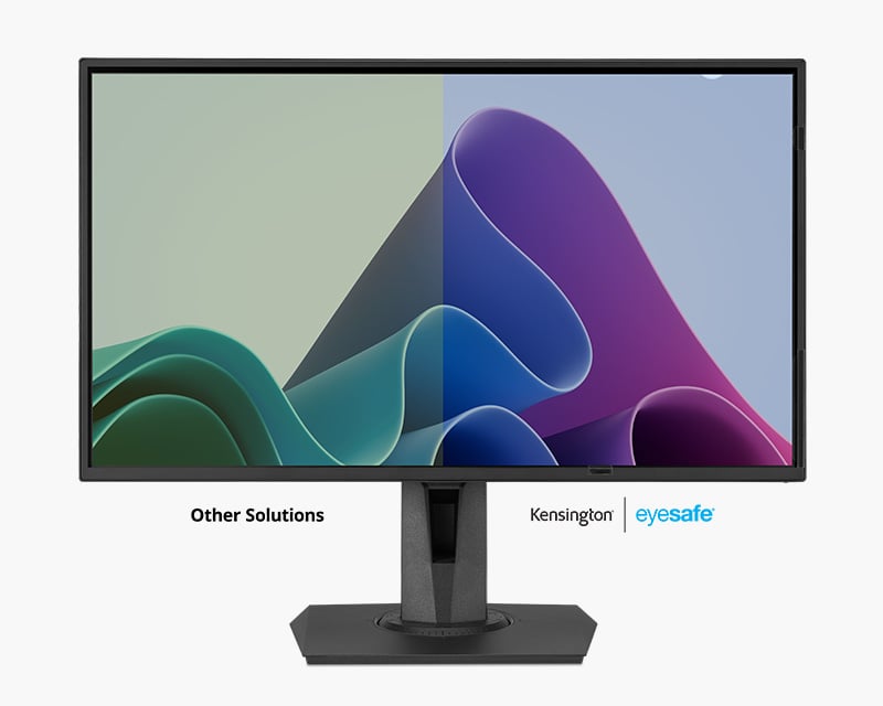 Desktop using Kensington Eyesafe Privacy Screen keeps color accuracy and visuals unlike other screen protectors.