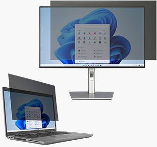 Kensington 2-Way Removable Privacy Screen Filters on laptop and desktop.