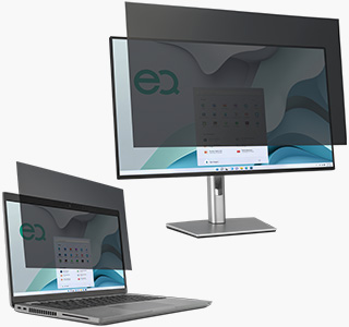 Kensington High Clarity Privacy Screen Filters on laptop and desktop.