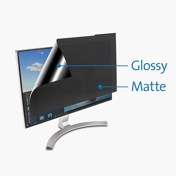 Desktop using Kensington privacy screen that provides a matte or glossy finish to the screen. 