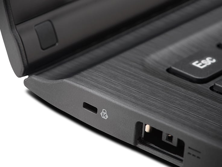 Closeup of a Kensington Nano Security Slot on a laptop