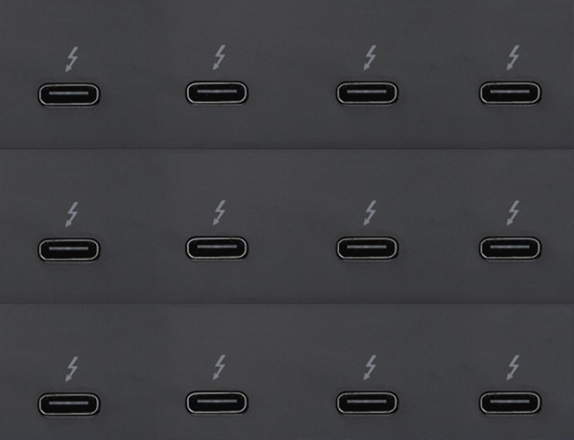 Close up to Thunderbolt and USB-C inputs.