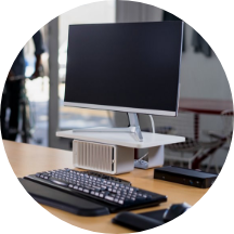 WellView Monitor Stand on desk