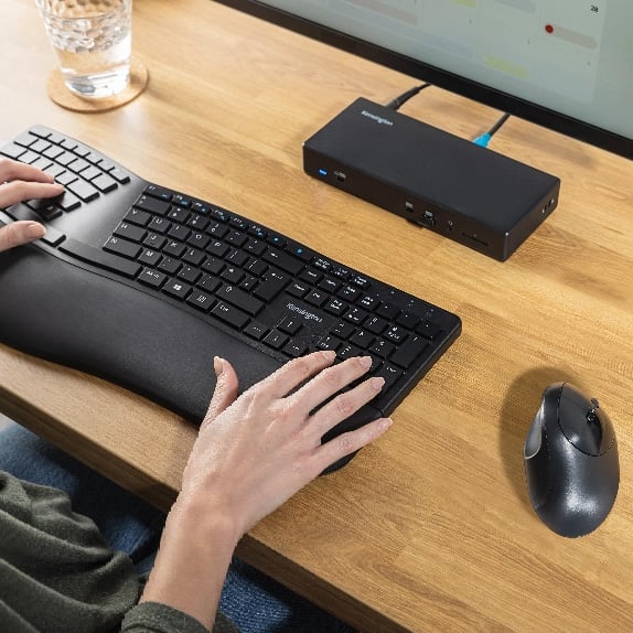 Woman using Kensington keyboard