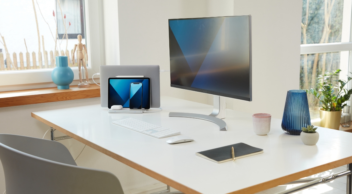 Kensington StudioCaddy on desk with monitor and keyboard